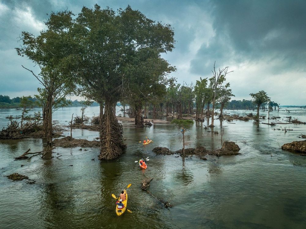 Kayaking on Mekong River, Kratie, Cambodia