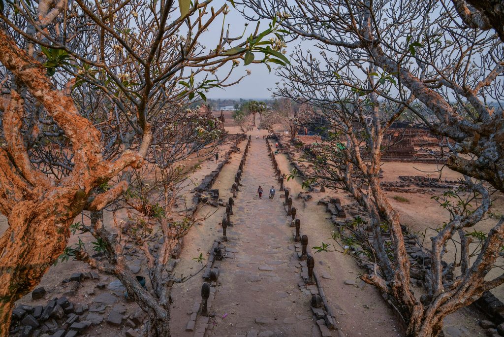 Walking to Wat Phou temple in Champasak